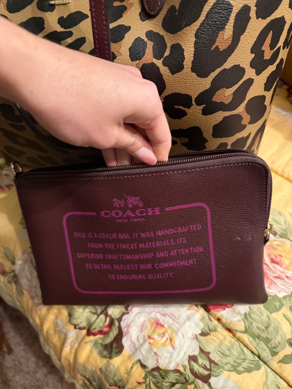 Coach Leopard-Print Tote in Brown and Black - Picture 5 of 6